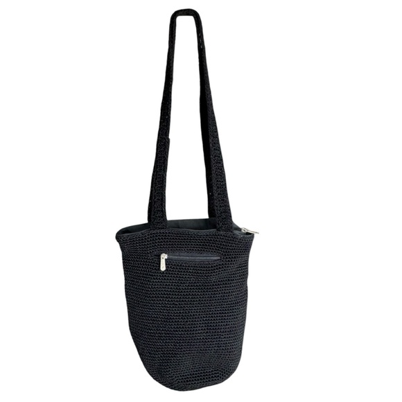 The Sak Black Crochet Bucket Style Shoulder Bag - Picture 1 of 9
